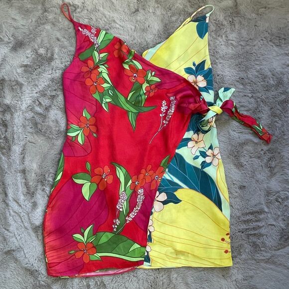 Farm Rio‎ Women's Pietra Mini Wrap Dress Size M Multicolor Vibrant Summer Beach - Picture 6 of 12